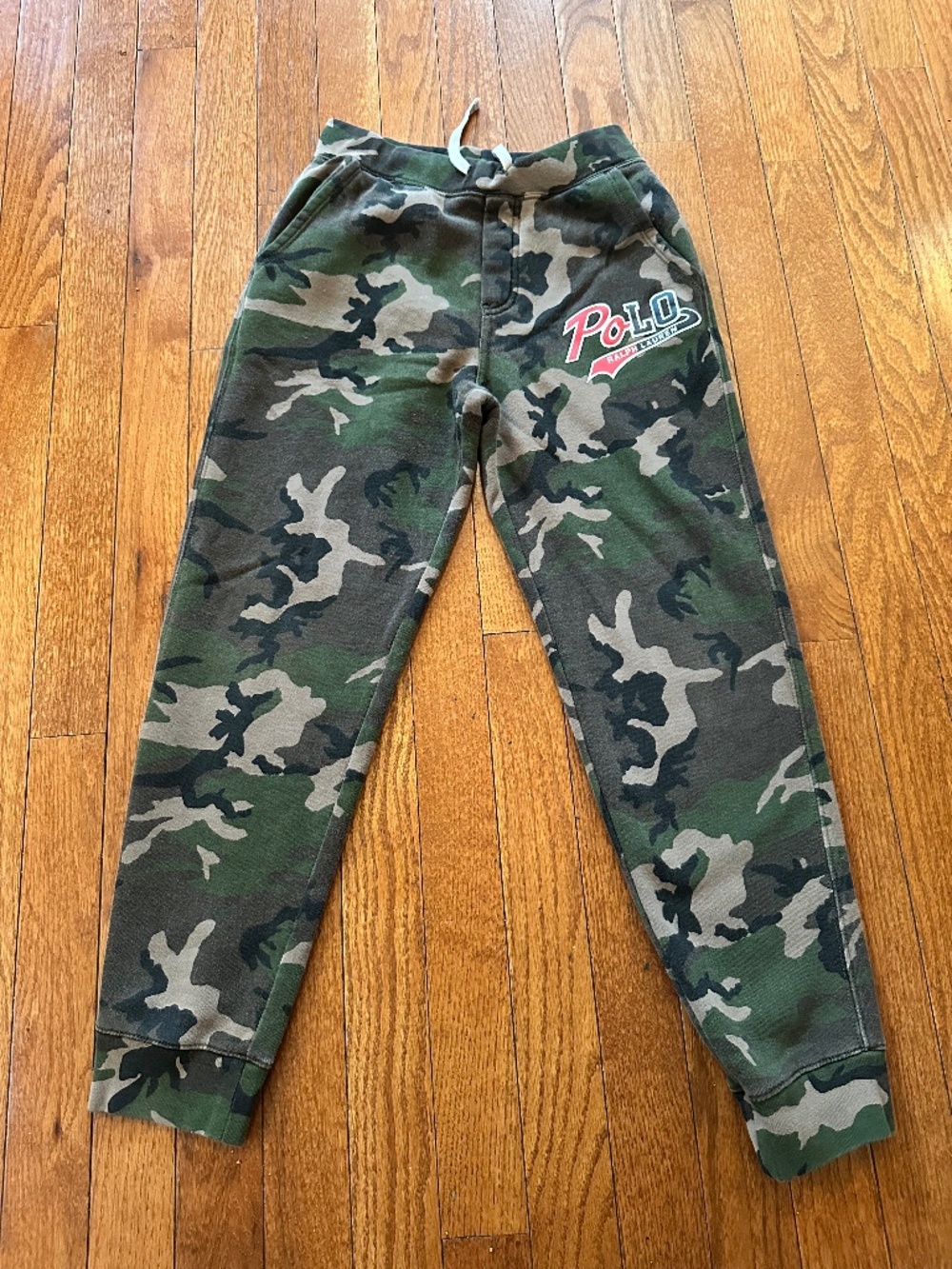 Polo Ralph Lauren Boys Camo Fleece Jogger Sweatpants Logo Graphic Size M 10/12